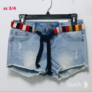 NWT Run 21 Destroyed Frayed Belted Jean Shorts